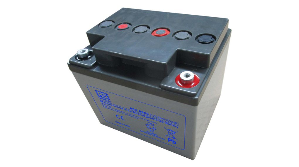 Rechargeable Battery, T6, Lead-Acid, 12V, 40Ah, Screw Terminal